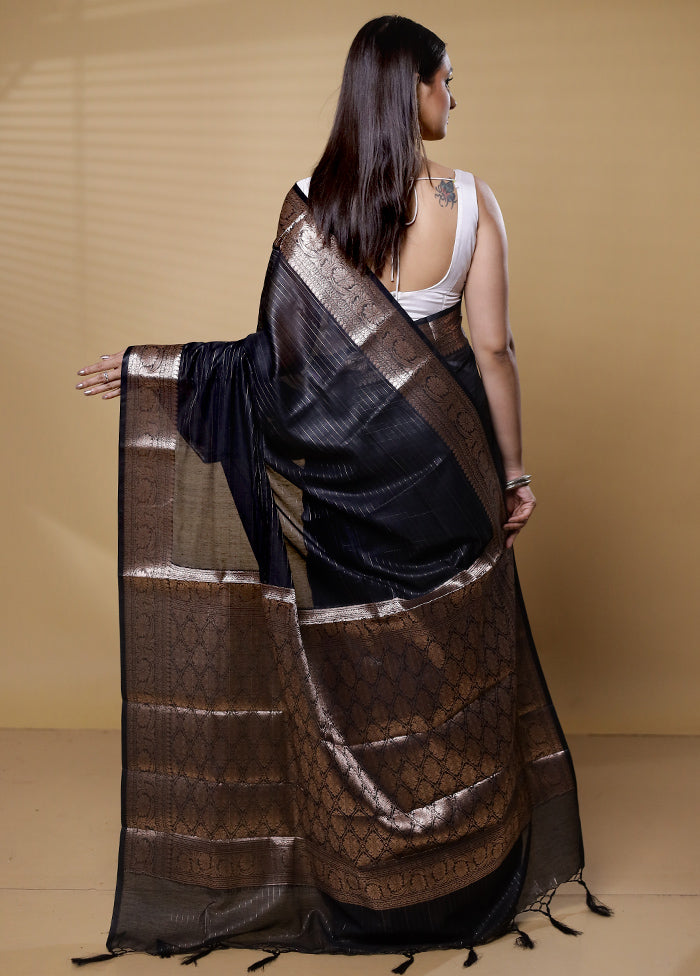 Black Cotton Saree With Blouse Piece