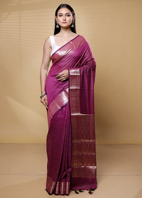 Purple Cotton Saree With Blouse Piece