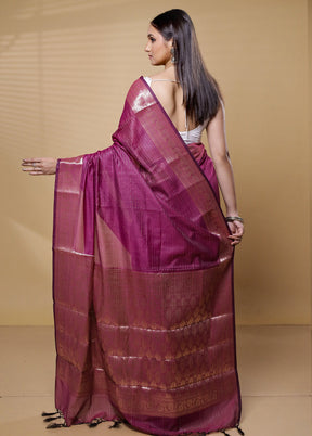 Purple Cotton Saree With Blouse Piece