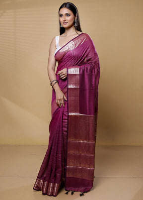 Purple Cotton Saree With Blouse Piece