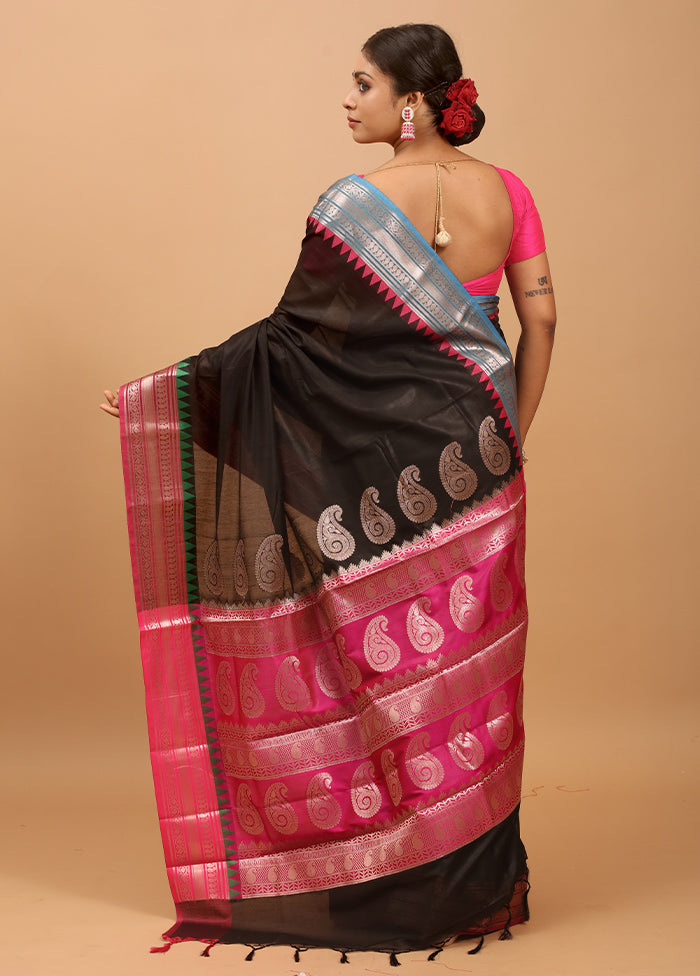 Black Cotton Saree With Blouse Piece