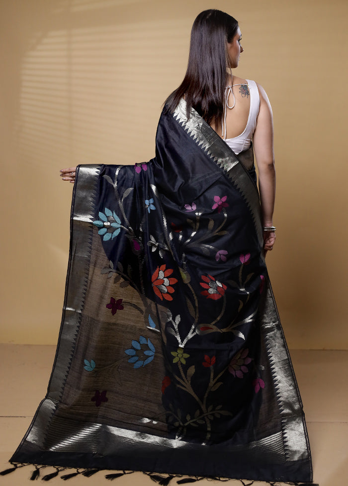 Black Cotton Saree With Blouse Piece