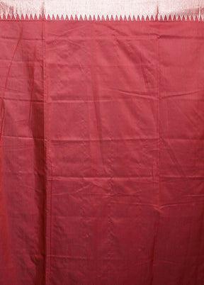 Red Cotton Saree With Blouse Piece