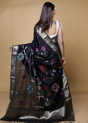 Black Cotton Saree With Blouse Piece