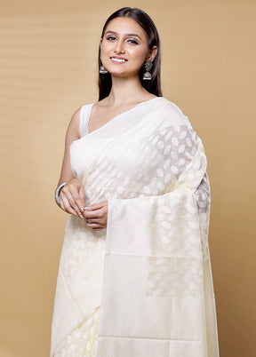 White Net Saree With Blouse Piece