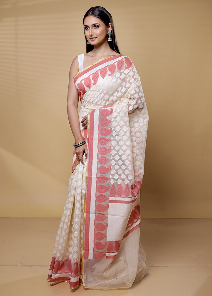 Cream Net Saree With Blouse Piece