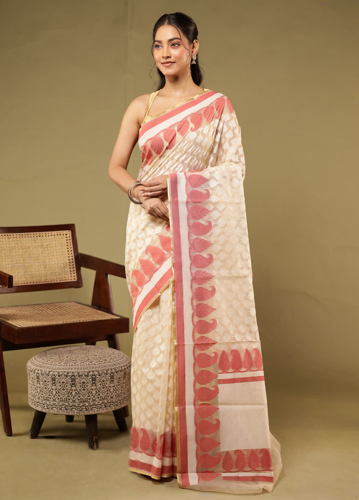 Cream Net Saree With Blouse Piece