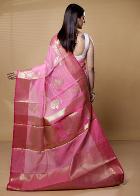 Pink Kora Silk Saree With Blouse Piece