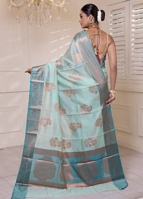 Green Kora Silk Saree With Blouse Piece