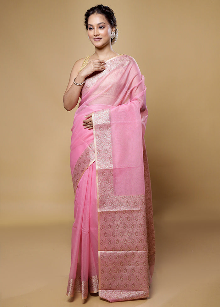 Pink Kota Cotton Saree With Blouse Piece