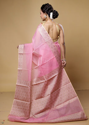 Pink Kota Cotton Saree With Blouse Piece