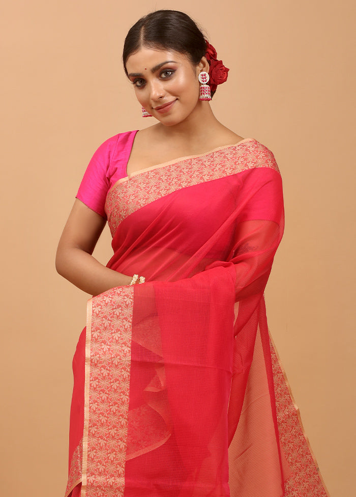 Pink Kota Cotton Saree With Blouse Piece