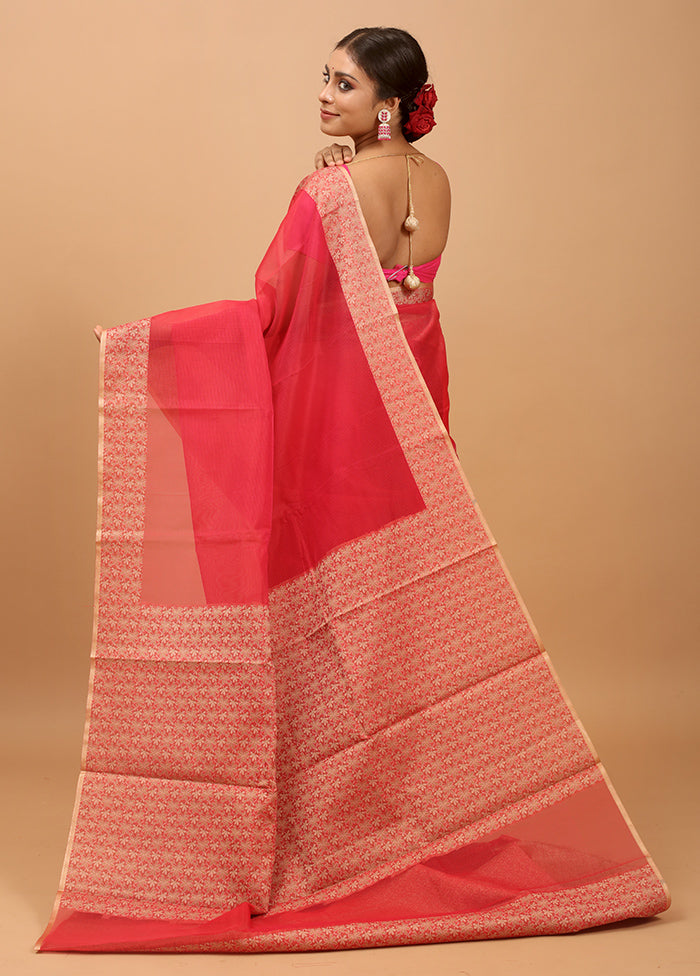 Pink Kota Cotton Saree With Blouse Piece