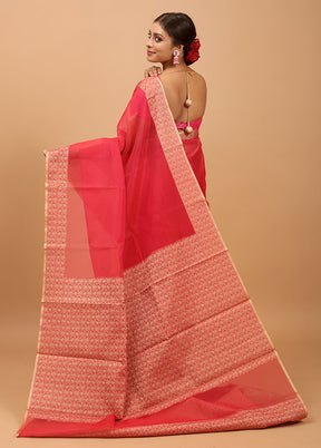 Pink Kota Cotton Saree With Blouse Piece