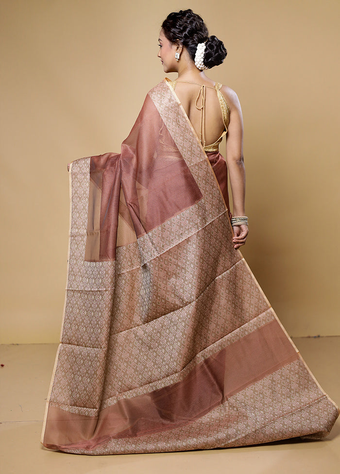 Brown Kota Cotton Saree With Blouse Piece