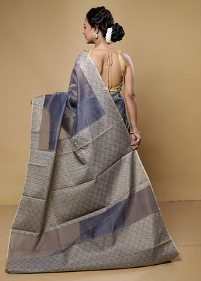 Grey Kota Cotton Saree With Blouse Piece