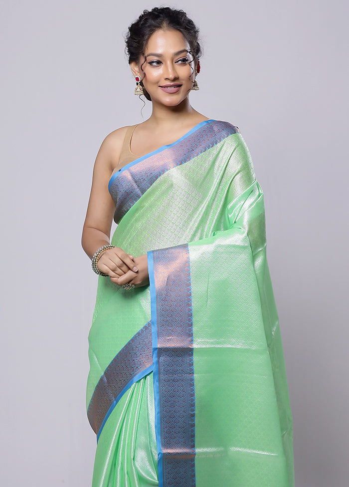 Green Kora Silk Saree With Blouse Piece