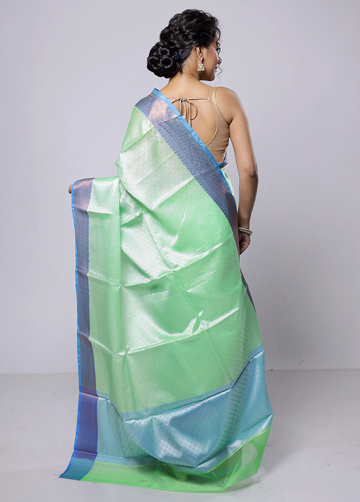 Green Kora Silk Saree With Blouse Piece