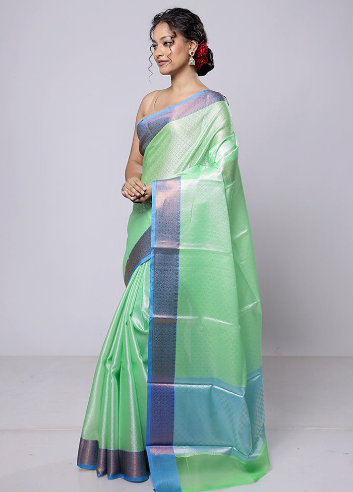 Green Kora Silk Saree With Blouse Piece