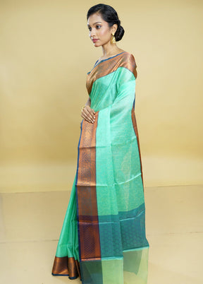 Green Kora Silk Saree With Blouse Piece