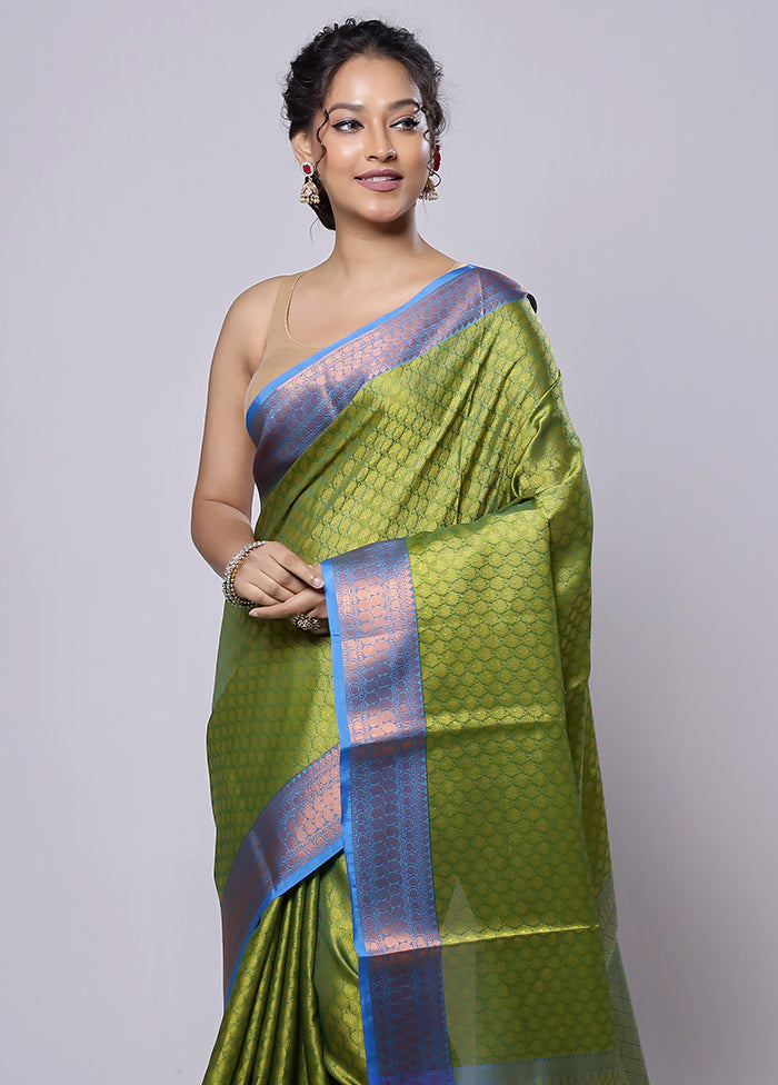 Green Kora Silk Saree With Blouse Piece