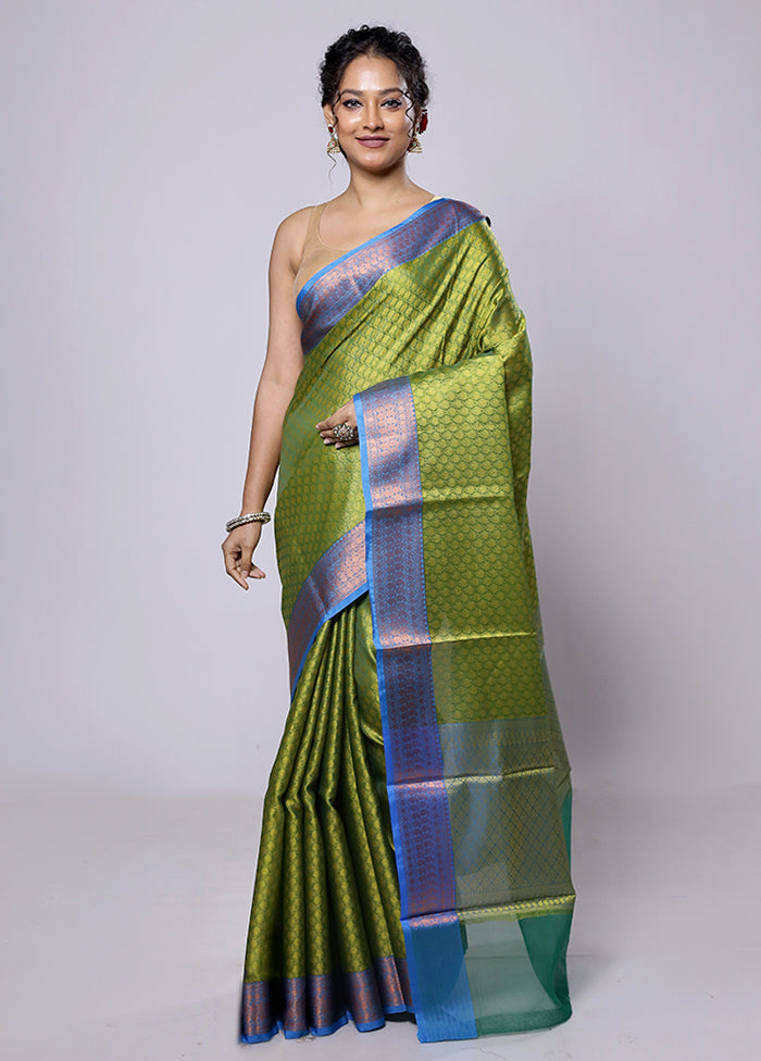 Green Kora Silk Saree With Blouse Piece