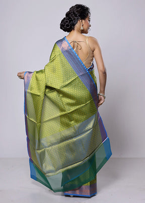 Green Kora Silk Saree With Blouse Piece