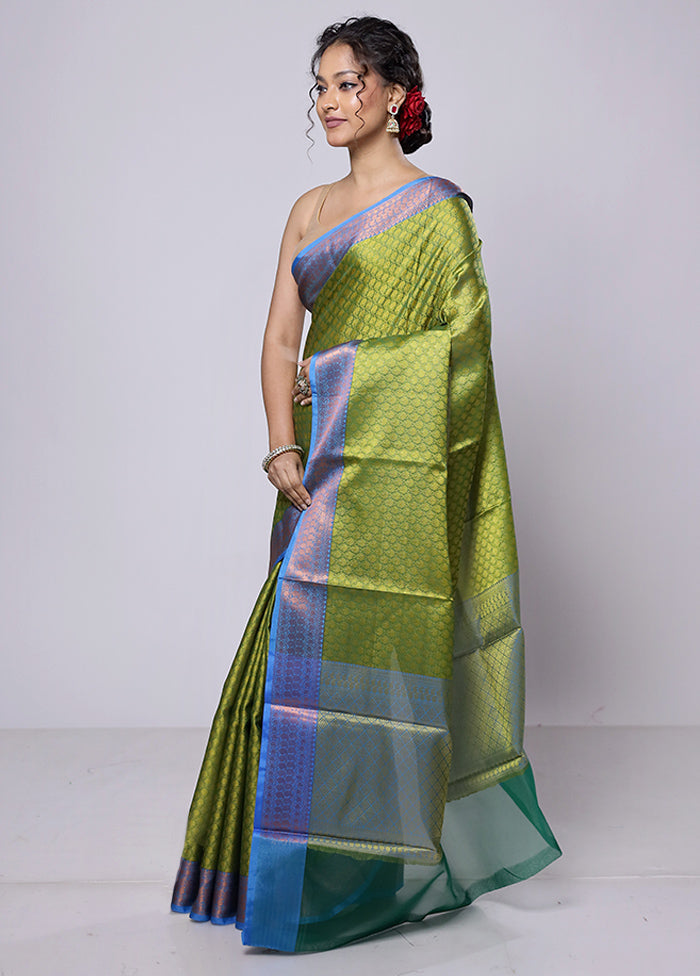 Green Kora Silk Saree With Blouse Piece