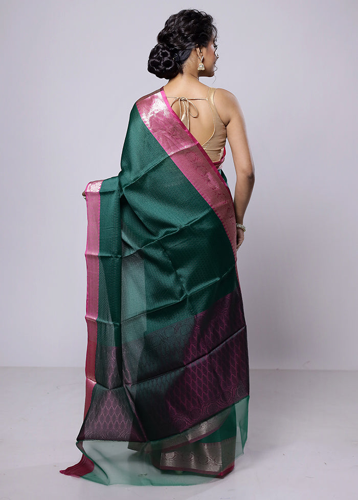 Green Kora Silk Saree With Blouse Piece