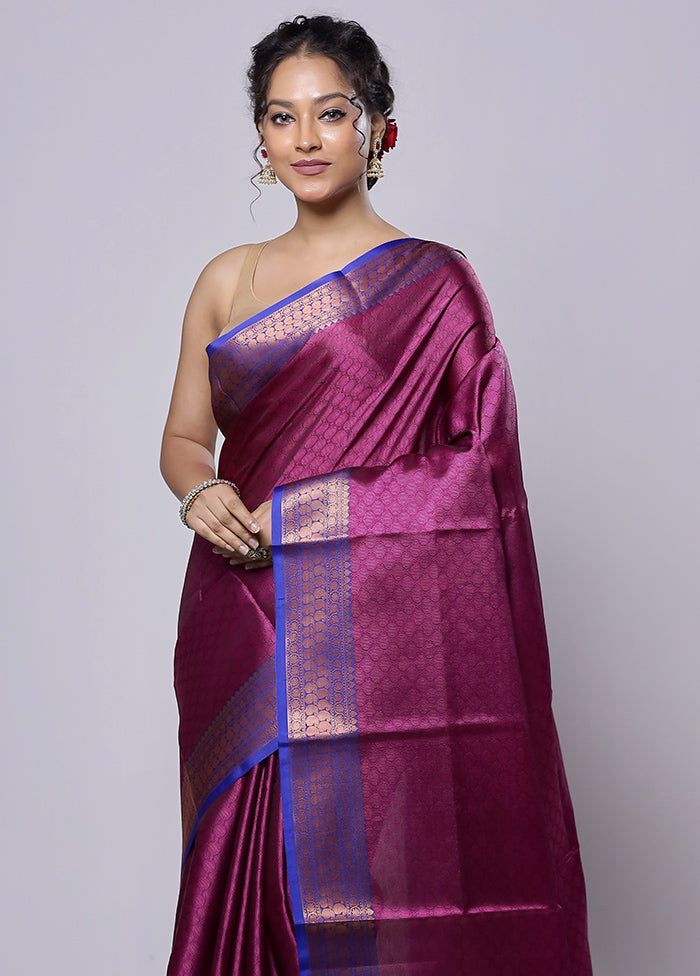 Purple Kora Silk Saree With Blouse Piece