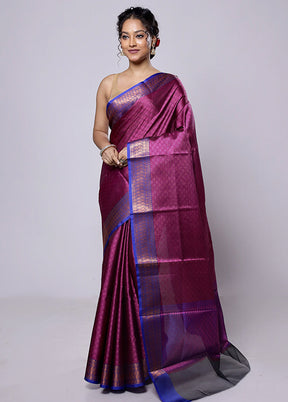 Purple Kora Silk Saree With Blouse Piece