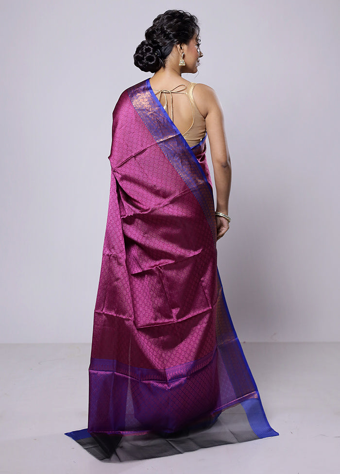 Purple Kora Silk Saree With Blouse Piece