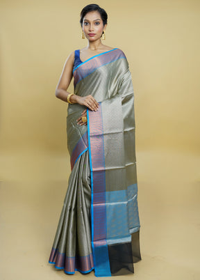 Cream Kora Silk Saree With Blouse Piece