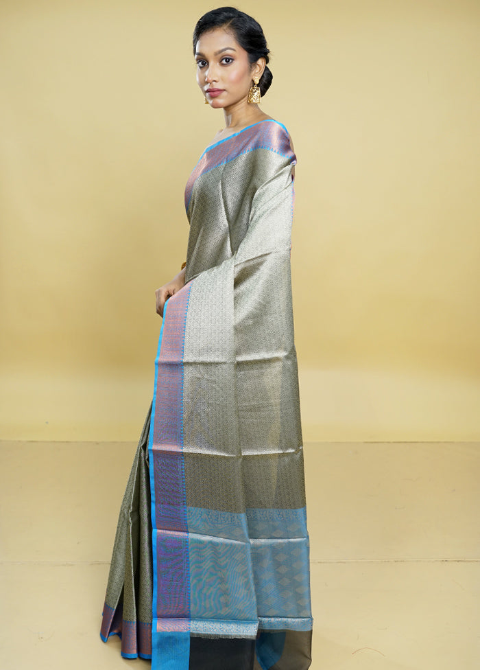 Cream Kora Silk Saree With Blouse Piece