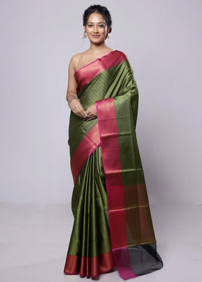 Green Kora Silk Saree With Blouse Piece