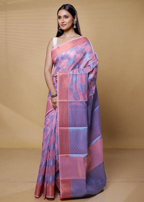 Pink Kora Silk Saree With Blouse Piece