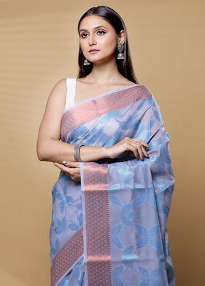 Grey Kora Silk Saree With Blouse Piece