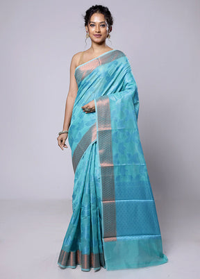 Green Kora Silk Saree With Blouse Piece