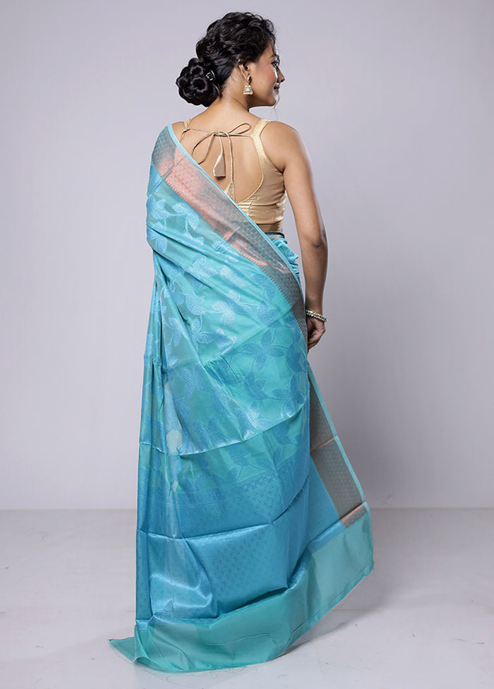 Green Kora Silk Saree With Blouse Piece