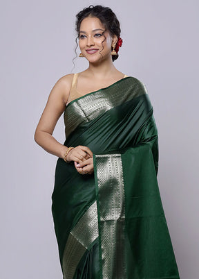 Green Dupion Silk Saree With Blouse Piece