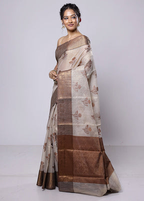 Cream Tissue Silk Saree With Blouse Piece