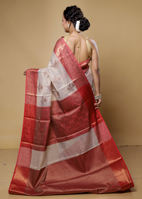 Cream Tissue Silk Saree With Blouse Piece