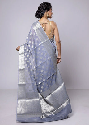 Grey Kora Silk Saree With Blouse Piece