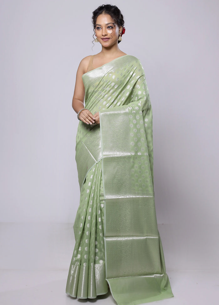 Green Kora Silk Saree With Blouse Piece