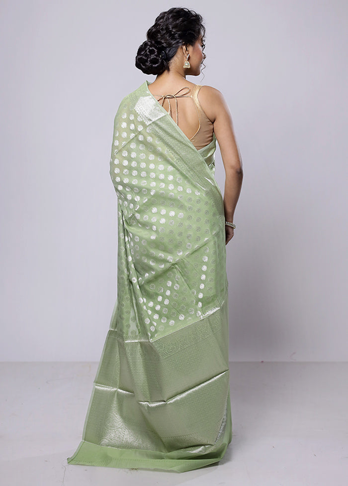 Green Kora Silk Saree With Blouse Piece