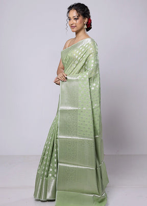 Green Kora Silk Saree With Blouse Piece