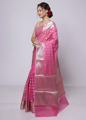 Pink Kora Silk Saree With Blouse Piece