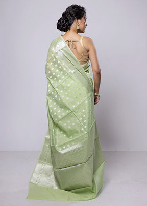 Green Kora Silk Saree With Blouse Piece