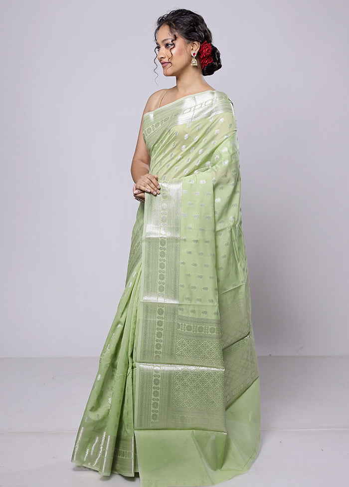 Green Kora Silk Saree With Blouse Piece