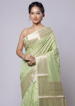 Green Kora Silk Saree With Blouse Piece